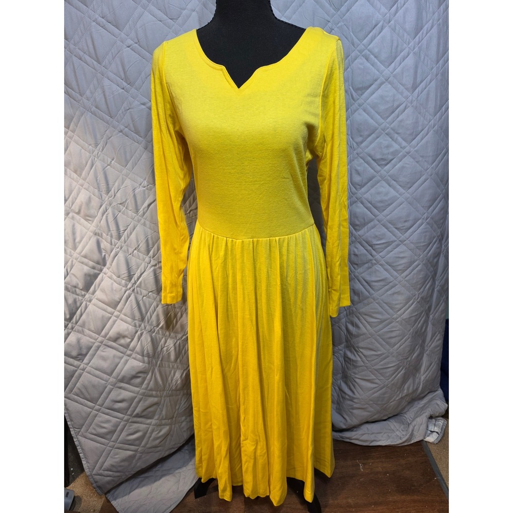 Vintage Toni Petite Yellow Long Sleeve Maxi Dress Made in USA ILGWU Size 8P